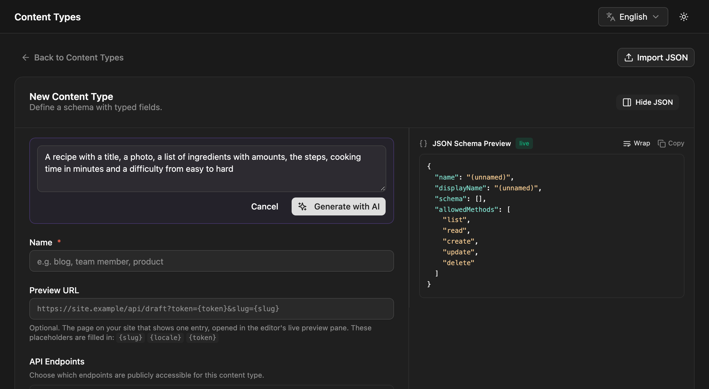 Draft with AI dialog in the entry editor